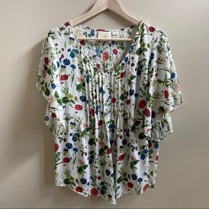 Anthro- NWOT! Botanical flutter sleeve top, sz 6